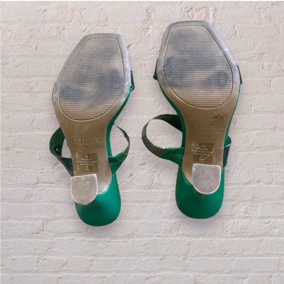 Guess Open Toe Hunter Green Clear High Heel Slip On Sandals Size 7 - Picture 6 of 6